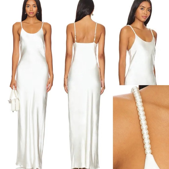 SOLID & STRIPED Dresses & Skirts - Solid & Striped X The Selena Satin Dress with Beaded Pearls Straps. Retail: $318